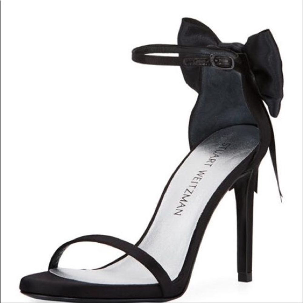 Stuart Weitzman satin sandal with bow at back